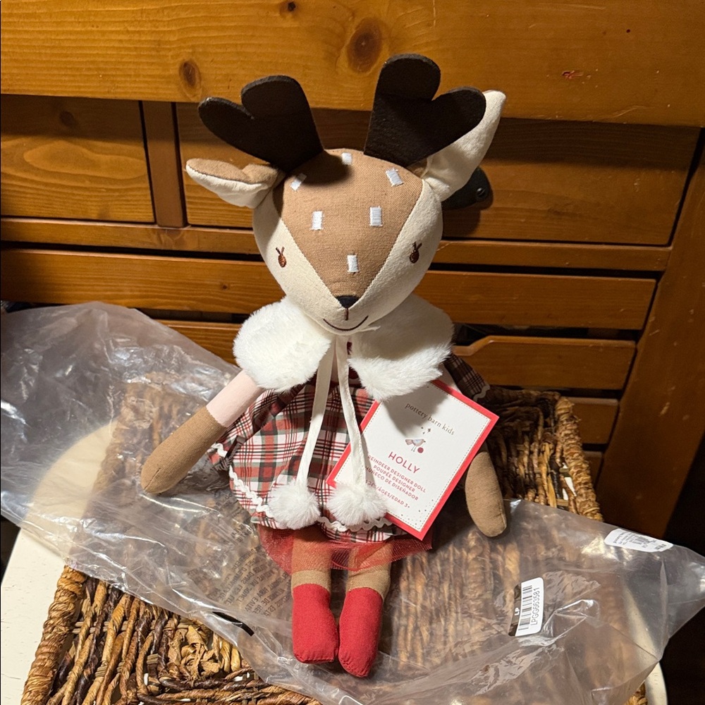 Pottery Barn Kids Holly Plush Reindeer Doll BNWT